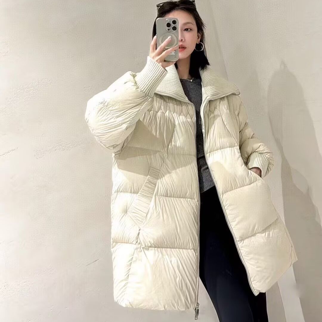 H475112974 韩版25冬针织大翻领轻软厚云朵中长款鹅绒羽绒服5