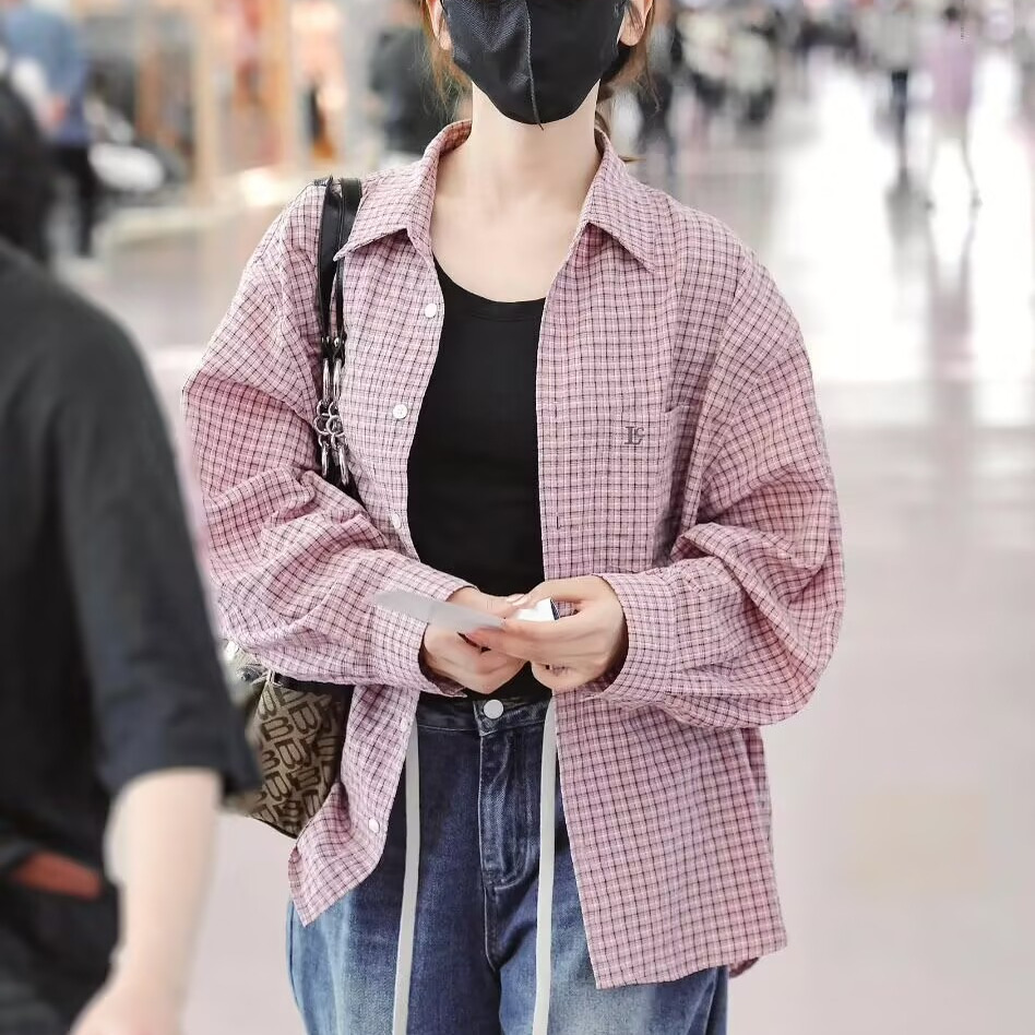 H12081976 韩版25早秋新男女同款时尚翻领经典格子休闲长袖衬衫5