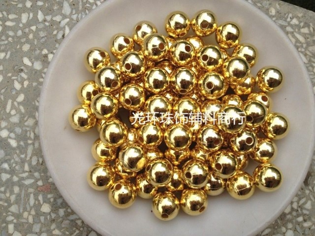 diy金色圆形塑料手工散珠