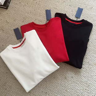 圆领加绒卫衣宽松休闲纯棉毛圈上衣 女士秋冬新款 休闲情侣款 男士