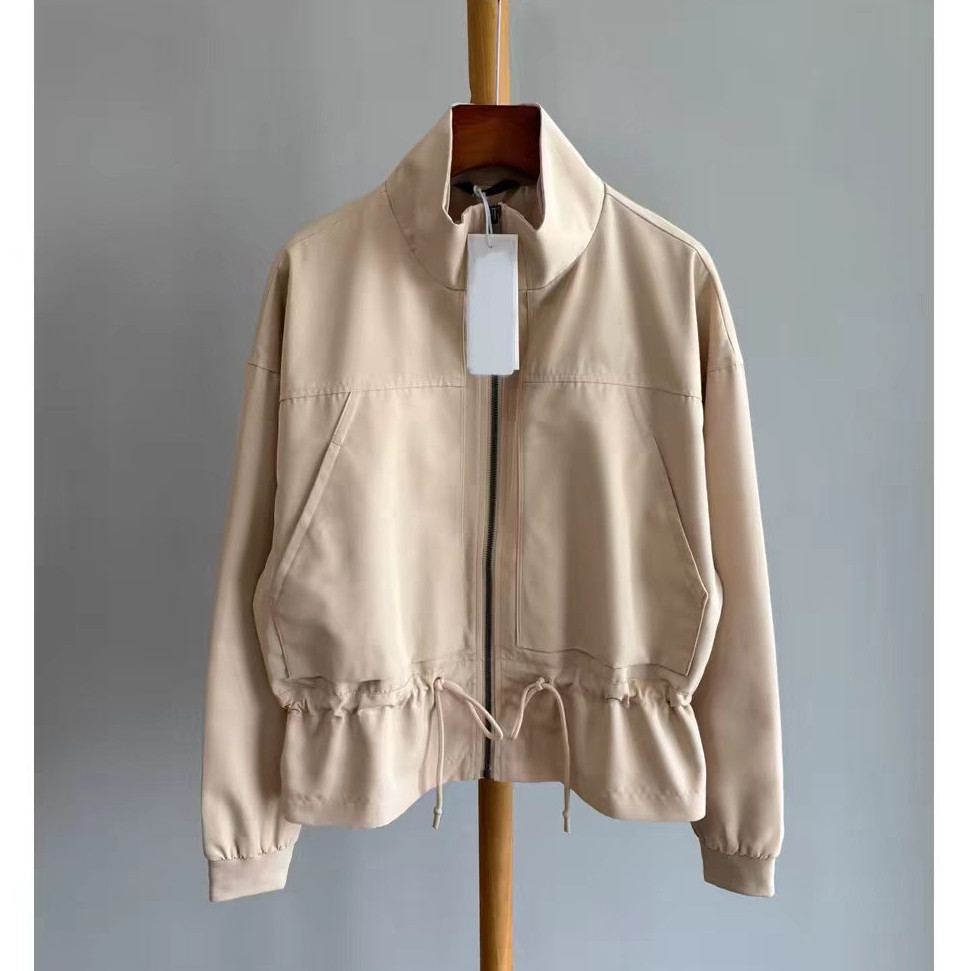 法式老钱风 女士秋季新款立领休闲户外风衣抽绳显瘦百搭短款外套