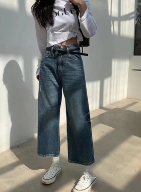 特价佐娜83025牛仔裤春秋款高腰显瘦弹力直筒裤阔腿裤九分裤爆款