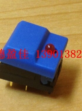 电子开关台湾宏聚按键开关宽帽蓝色单灯3V复位轻触开关PB86-B1