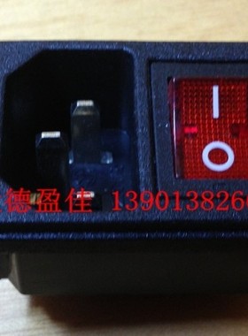 台湾【JEC】电源插座4脚红色220V开关二合一AC插座JR-101-1FSA