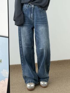 重工水洗牛仔裤 韩系简约小众设计立体口袋百搭牛仔裤 2026新款