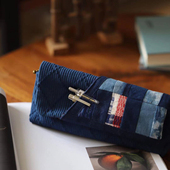 包邮 鹿屿原创自制 复古文艺 布包 蓝染老布拼布 笔袋手机袋手抓包