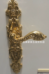 雅洁纯铜房门锁连体式房门锁法式复古风格门把手雅洁五金门锁