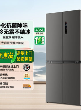 家用十字对开门风冷无霜冰箱大容量嵌入式一级节能双开门出租房用
