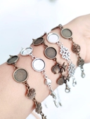 DIY饰品配件12mm时光宝石底托 皮艺布艺手工刺绣手链脚链空托配件