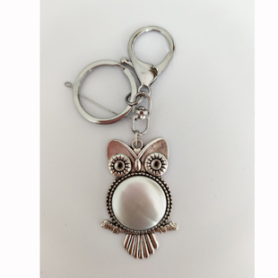 DIY钥匙扣底托 手工刺绣猫头鹰爱心包包挂件时光宝石滴胶底座圆形