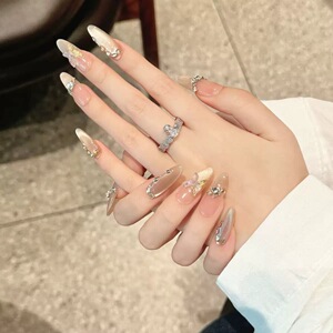 纯手工长款贵妇美甲指甲贴