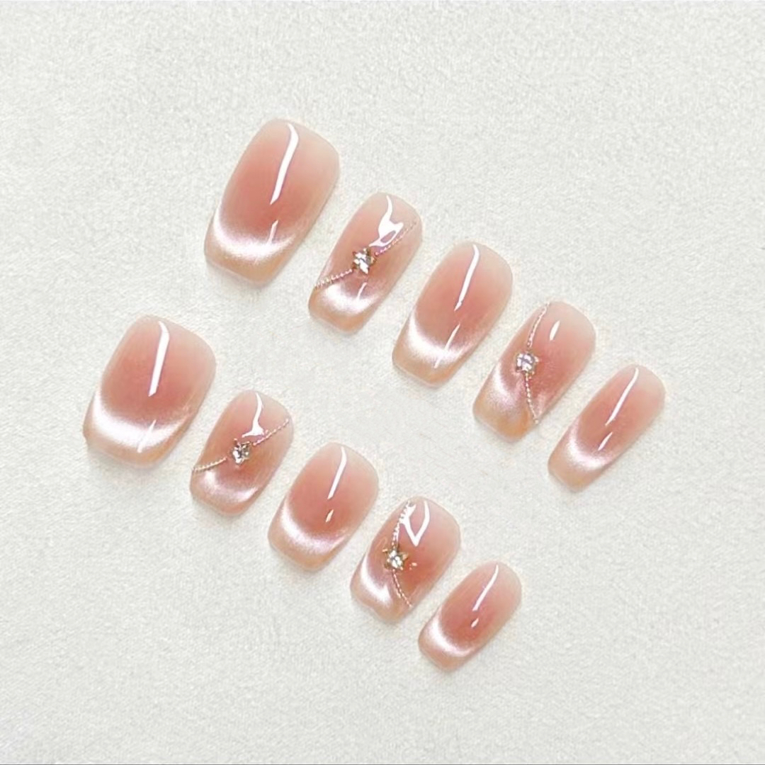 纯手工晕染小海星银光猫眼美甲