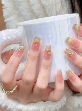 【江南夏意】纯手工气质简约绿色猫眼美甲冰透夏日纯欲穿戴甲