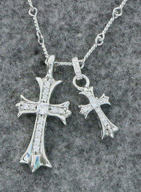 小众925纯银十字架吊坠电镀18k