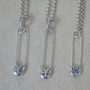 cody纯银别针创意吊坠潮流个性饰品女韩国毛衣链原宿风扣针项链男