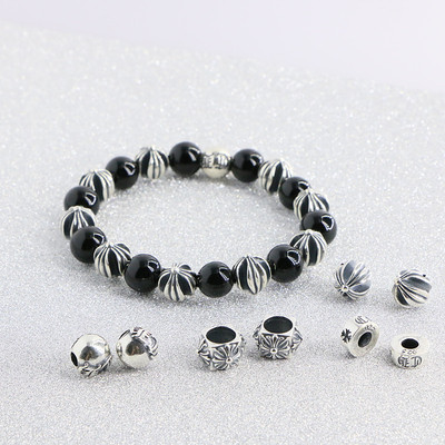 diy手串复古纯银十字架珠子