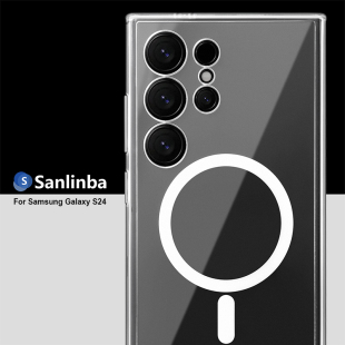 商务防摔手机套 全包镜头保护套S24十时尚 Sanlinba透明磁吸手机壳适用于三星S24 Ultra保护壳高级感简约S24