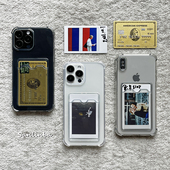 拍立得照片证件银行卡插卡iPhone17ProMax透明手机壳适用苹果防摔16