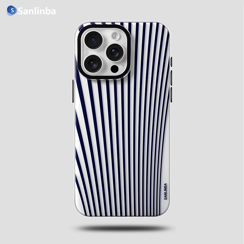 Sanlinba经典棒球条纹手机壳适用于苹果iPhone16ProMax/15Pro/14磨砂保护壳新款复古竖纹原创简约防摔手机套