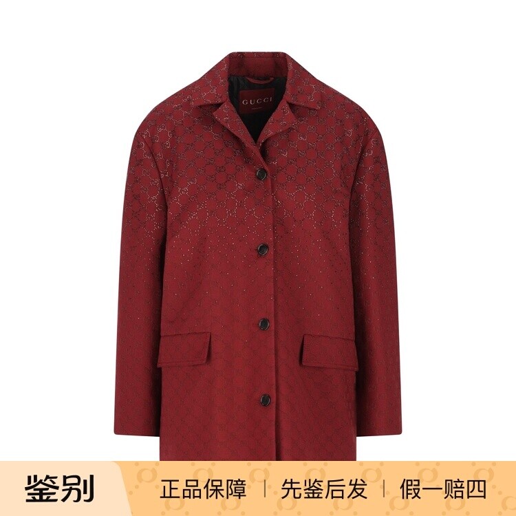 GUCCI 古驰 女士 红色单排扣水晶外套夹克 26早春新款 意大利代购