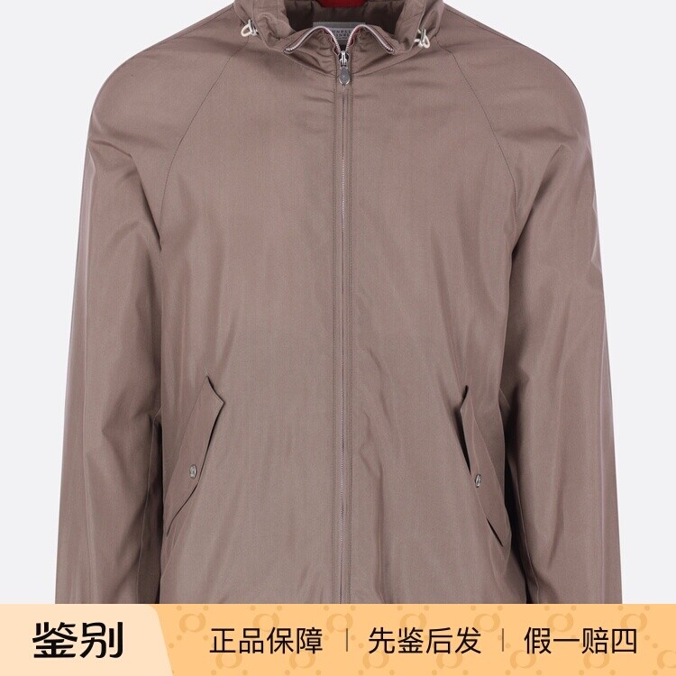 Brunello Cucinelli 男士棕色真丝立领BC夹克 26早春新意大利代购