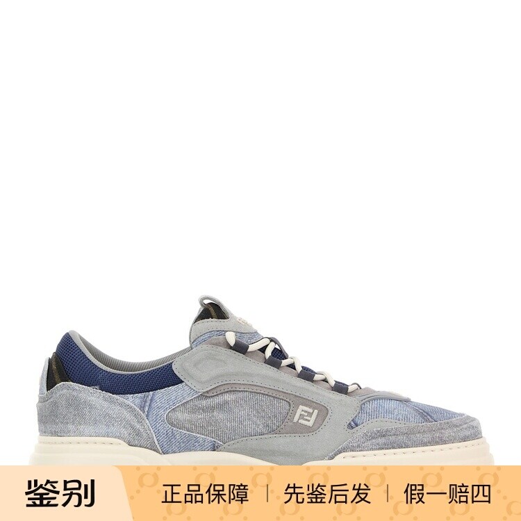 FENDI 芬迪男士force蓝色牛仔布厚底运动鞋 26早春新款意大利代购
