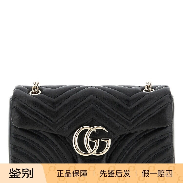 GUCCI 古驰女士gg marmont黑色中号链条包2026早春新款意大利代购