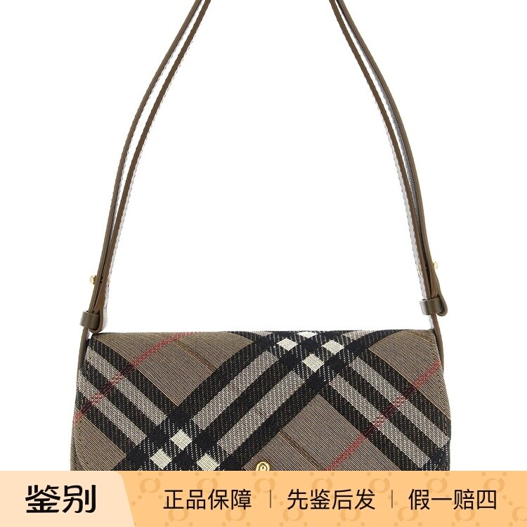 BURBERRY 博柏利女士bridle格纹帆布单肩包 25秋冬新款意大利代购
