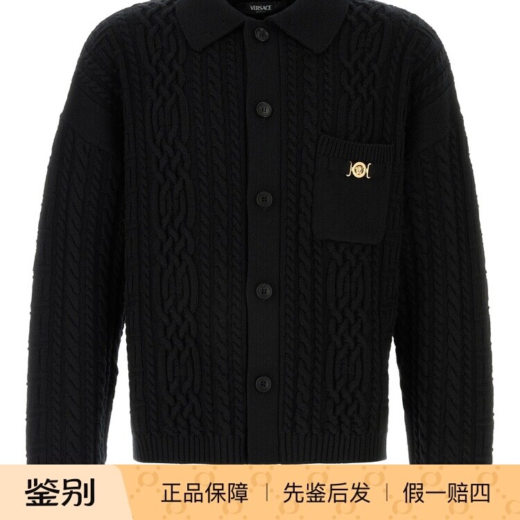 VERSACE 范思哲男士黑色初剪羊毛开衫毛衣 25秋冬新款 意大利代购
