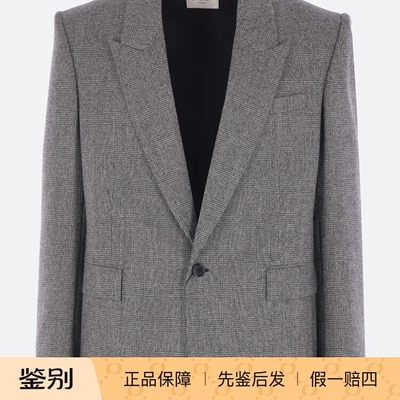 SAINT LAURENT 圣罗兰YSL 男士灰色羊毛格纹西服25秋冬意大利代购