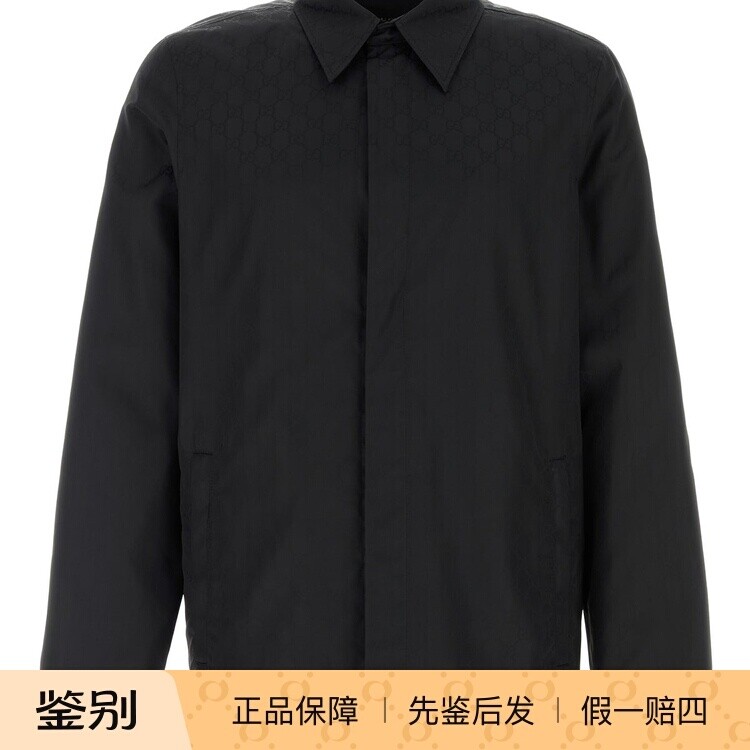 GUCCI 古驰男士黑色尼龙真丝衬衫 26早秋新款 意大利代购正品鉴别