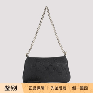 GUCCI 古驰女士迷你黑色emblem 链条单肩包 26早春新款意大利代购