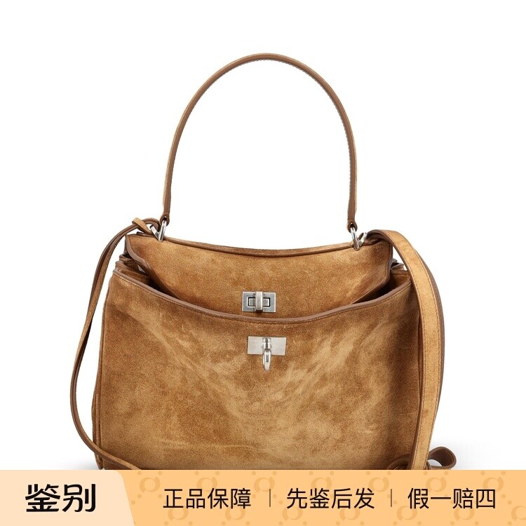 BALENCIAGA 巴黎世家女中号rodeo棕色麂皮单肩包26早春意大利代购