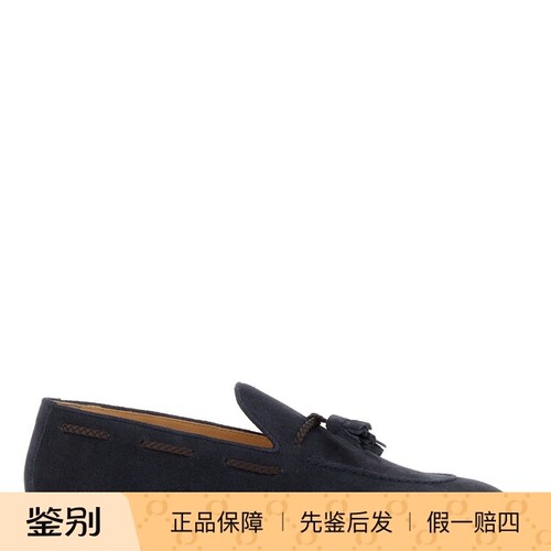 BRUNELLO CUCINELLI 男蓝麂皮流苏 bc乐福鞋26早春新款意大利代购