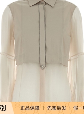 BRUNELLO CUCINELLI女士米色棉丝长袖bc衬衫25秋冬新款意大利代购
