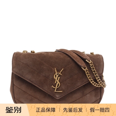 Saint Laurent圣罗兰YSL小号棕loulou麂皮单肩包25秋冬意大利代购
