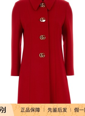 GUCCI 古驰女士红色gg纽扣羊毛大衣外套26早春新款意大利代购正品