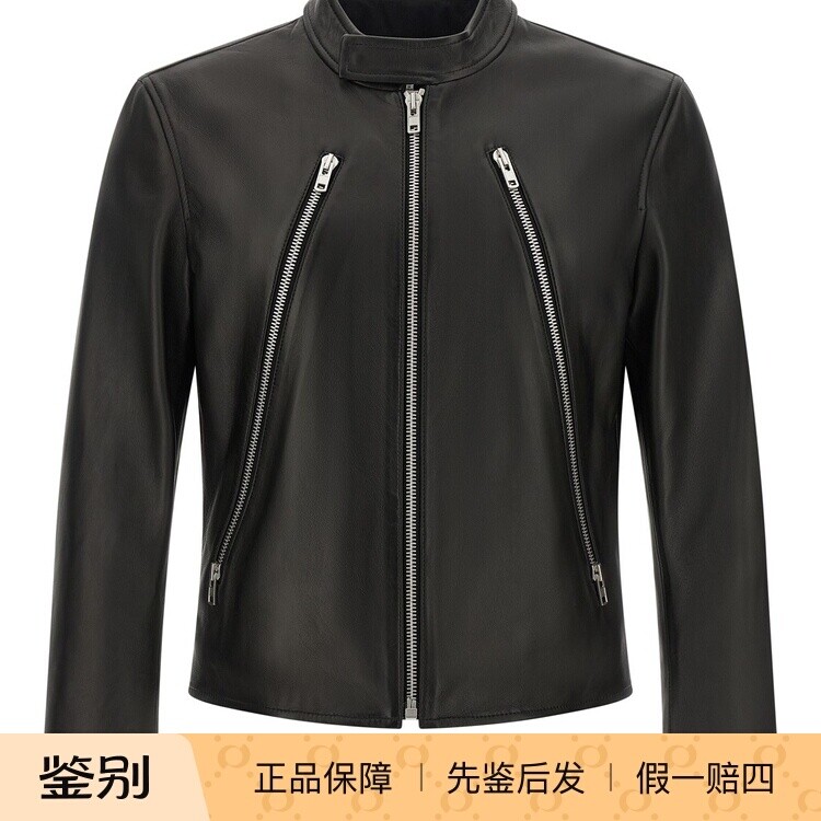 MAISON MARGIELA 男士黑色短款机车皮衣26秋冬新款意大利代购正品