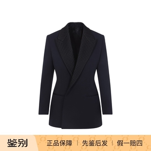 VENETA 26早意大利代购 女士 羊毛编织领BV西服外套 蓝色 BOTTEGA