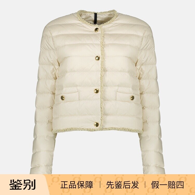 MONCLER 女士fleurs 白色无领轻薄羽绒服 26早春新款 意大利代购