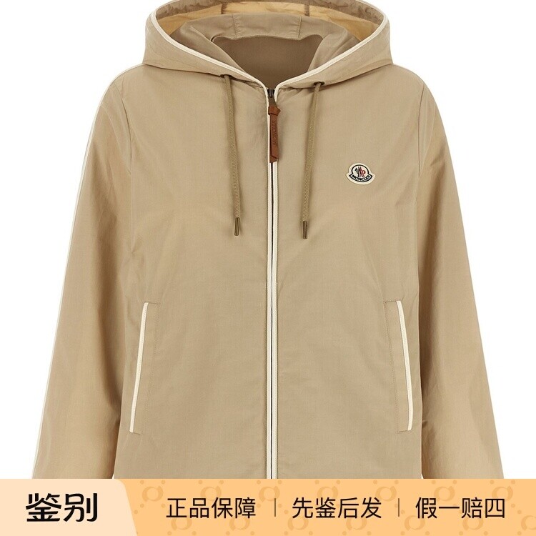 MONCLER 女士Sarracenia 米色涤棉连帽外套 26早春意大利代购蒙口