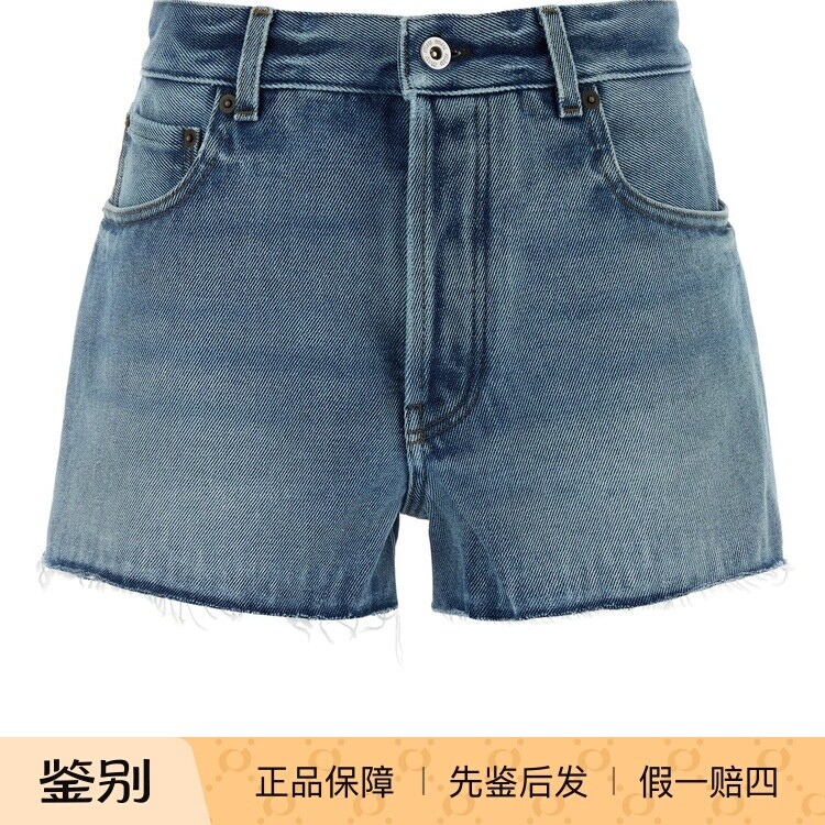MIU MIU 缪缪 女士 刺绣logo 蓝色牛仔短裤 26早秋新款意大利代购