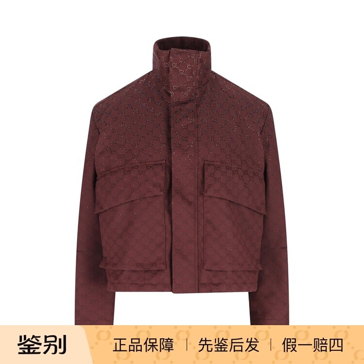 GUCCI 古驰男士酒红水晶填充夹克2026早春新款意大利代购先鉴后发