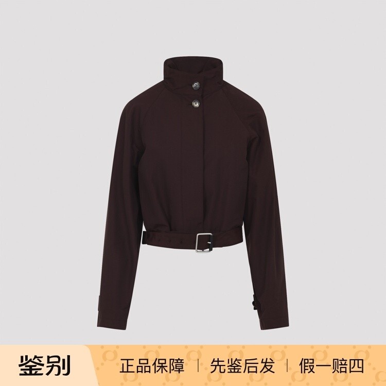 LOEWE 罗意威女士酒红腰带超短风衣外套26早春新款意大利代购正品