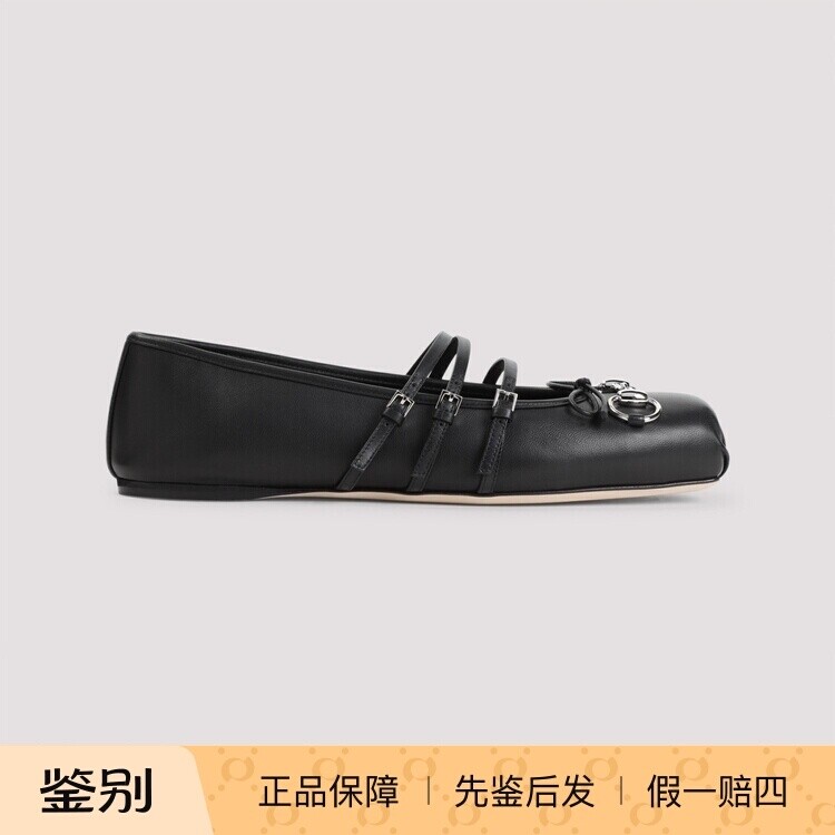 GUCCI 女马扣芭蕾平底鞋814318AAEA41000 25秋冬意大利代购