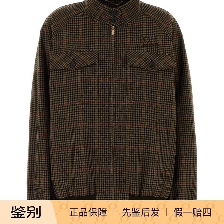 MIU MIU 缪缪女棕色羊毛格子立领外套 26早春新款 意大利代购正品
