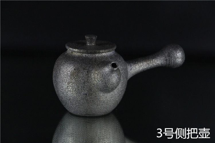 荥经砂器茶具粗陶提梁壶侧把壶黑砂煮水壶黑陶纯手工茶具制作健康