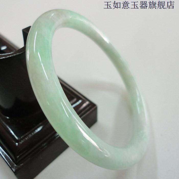 玉如意 南阳独山玉缅甸翡翠A货级玉镯子翡翠小圈49内径圆条手镯