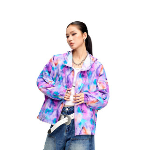 拓谷春夏薄款连帽衫女多巴胺撞色拉链开衫长袖上衣百搭潮牌外套女