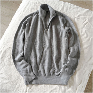 出口美国 有大码 可贴身穿男半高领纯棉长袖 针织线衫 薄毛衣 清仓